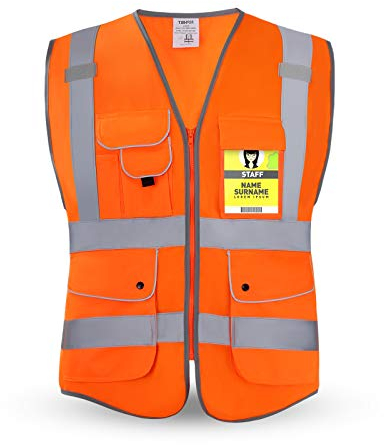 HPHST Warnweste für Herren and Damen Hohe Sichtbarkeit Fahrradweste mit Reißverschluss Reflektierende Weste Arbeitsweste EN ISO 20471 (Orange XX-Large)