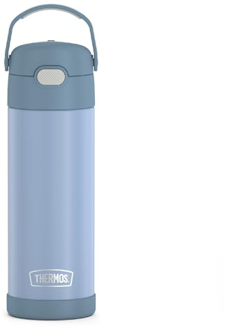 THERMOS Funainer Vakuum-Isolierflasche aus Edelstahl, mit breitem Auslaufdeckel, 473 ml, Denimblau