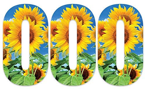 Pack of 3 Sunflower Number Stickers for Wheelie Bins - 0 ideal for Home, Office, Out Door Wheelie Bins V1090 Packwith®