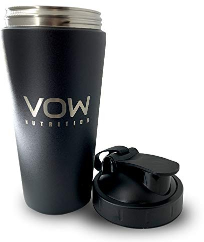 VOW Nutrition Premium Stainless Steel Matt Black Protein Shaker | Durable Water Bottle, Leak Proof, Dishwasher Safe, 750ml (Matt Black)