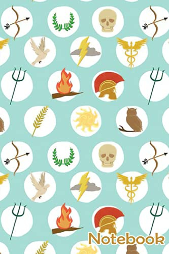 Greek Gods Mythology Repeat Pattern Percy Jackson Inspired Notebook: - 110 Pages, In Lines, 6 x 9 Inches