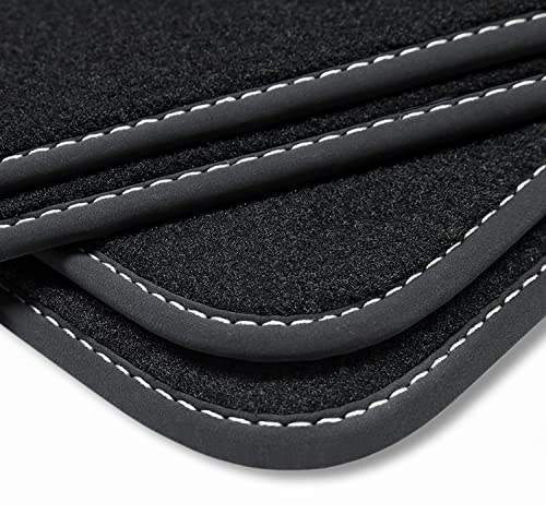 teileplus24 BV597 Velours Fußmatten kompatibel mit VW ID3 / ID4 2020- Trittschutz Fahrermatte, Naht:Silber