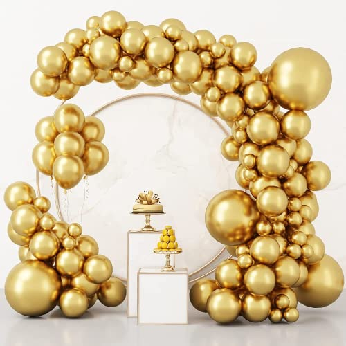 Goldene Luftballons,50PCS Luftballons Metallic,Helium Balloon,Luftballons Gold Metallic,Luftballon Hochzeit,Luftballons Geburtstag Hochzeit Party,Golden Metallballon Partyballon für Geburtstag