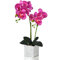 YSZL Künstliche Orchidee, künstliche Phalaenopsis-Seide, Bonsai, realistisches Arrangement in silberfarbener Vase für Heimdekoration, Tischdekoration, Violett
