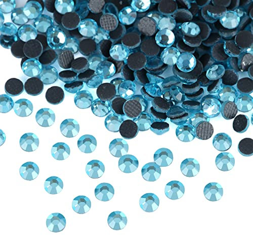 4320PCS SS10 Light Blue Hotfix Rhinestone Crystal Gemstones for Clothes Fabric Shirts Cups Decoration Shiny Round Flat (2.8mm Volume)