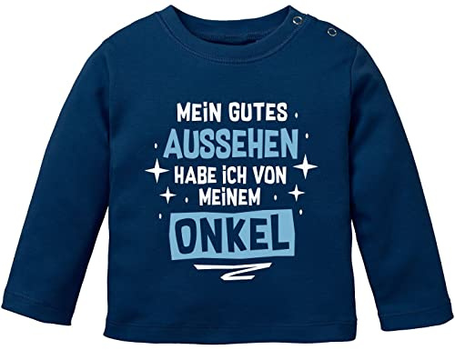 MoonWorks® Baby Langarm-Shirt Mein gutes Aussehen hab ich von meiner Tante/Meinem Onkel lustige Sprüche Babyshirt Jungen Mädchen