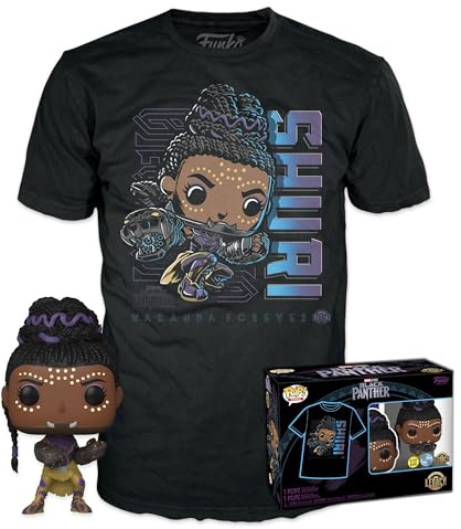 Funko Pop! & Tee: Marvel - Black Panther Shuri - Large - (L) - T-Shirt - Clothes With Collectable Vinyl Figure - Gift Idea - Toys and Short Sleeve Top for Adults Unisex Men and Women - Movies Fans
