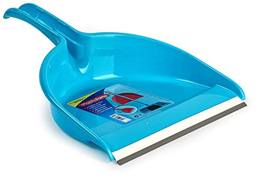 CABLEPELADO Recogedor de Mano plástico con Goma | Resistente y Duradero | Limpieza hogar | Herramienta de Limpieza | Apto para Limpieza de Polvo, Basura, Ceniza u Hojas | 26 cm Ancho recogedor | Azul