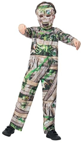 Smiffys Zombie Mummy Costume All in One & EVA Mask, Halloween Child Fancy Dress, Zombie Dress Up Costumes