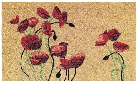 Banzaii Fußmatte aus Kokosfaser 40 x 70 cm mit Rutschfester Unterseite für den Außen - oder Innenbereich - Knospen