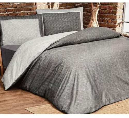 Daunex Bettwäsche-Set für Doppelbett, Doubleface, aus reiner Baumwolle, hochwertig, Art. Elegance, Grau, Doppelbett