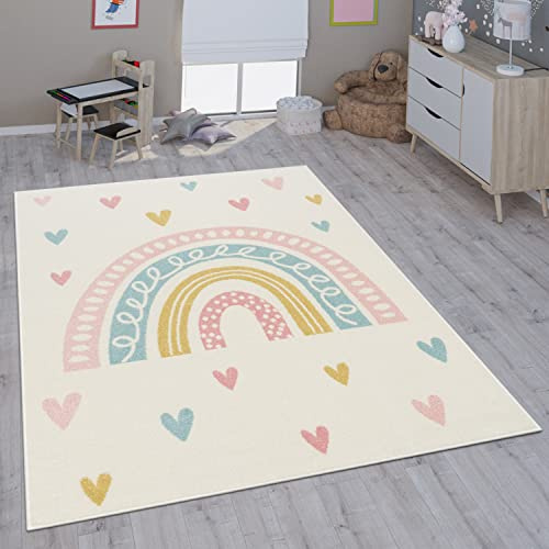 Paco Home Kinderteppich Teppich Kinderzimmer Mädchen Jungs Verschiedene Motive Und Größen, Grösse:200 cm Rund, Farbe:Creme 4