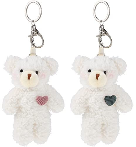 STOBOK 2 Pièces Pendentif Porte-clés Ours en Peluche Petit Ours Mini- Porte-clés Animaux e-s pour Sacs à Pendentif Alliage efeuille Manquer Blanche Gros