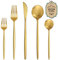 Bestdin Juego de cubiertos dorados mate, 60 piezas, juego de cubertería para 12 personas, con cuchillo, tenedor, cuchara, acero inoxidable, apto para lavavajillas