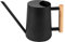 Petit Arrosoir 1L Noir, Arrosoir Plantes d'intérieur en Acier Inoxydable avec Long Bec et poignée en Bois pour Intérieur et Extérieur Maison Jardin Arrosage pour Plantes en Pot, Orchidées, Fleurs