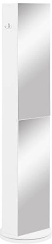 kleankin Meuble Colonne de Salle de Bain pivotant Meuble de Rangement Colonne pour Salle de Bain avec Miroir - 6 étagères - 36 x 36 x 171 cm Blanc
