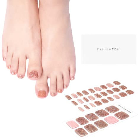 DANNI & TONI 37 Stickers Toenail Gel Polish Strips(Glittering Charm),Salon-Quality Gel Nail Polish Strips Manicure Stickers Set