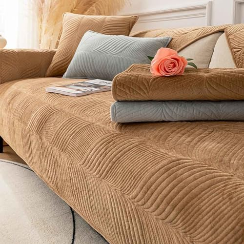 YSZBD Sofa Überzug L/u Form Sofabezug 3/2/4/1 Sitzer Sofaschoner rutschfest Ecksofa Bezug Sofahusse Hund Katze Überwurf Hundedecke Waschbar Jahreszeiten Universal,Camel-70x70cm