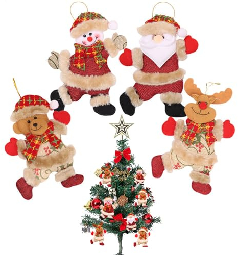 KASESSS 4 Pièces Decoration Sapin de Noel, Deco Noel a Suspendre, Decoration Noel Ours Bonhomme de Neige, Ornement Sapin de Noel avec Corde, Pendentif Noel pour Sapin de Noel, Cheminée,Fenêtre,Cadeau