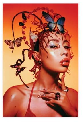 RIKCAT Kali Uchis Roter Mond in Venus Album Cover Musikposter (3) Leinwand Poster Schlafzimmer Dekor Sport Landschaft Büro Zimmer Dekor Geschenk ungerahmt 30 x 45 cm