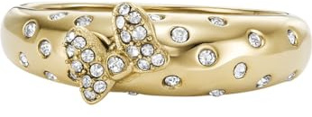 Fossil Damen-Damenring Edelstahl Glasstein 56, Gold 32025894