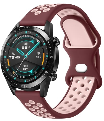 Wanme für Huawei Watch GT 4 46mm Armband/Huawei Watch GT 3 46mm / GT 3 Pro 46mm / GT 2 46mm / GT 2 Pro/GT 2e für Herren Damen, 22mm Silikon Armbänder Atmungsaktives Wasserdichtes Sport Ersatzarmband