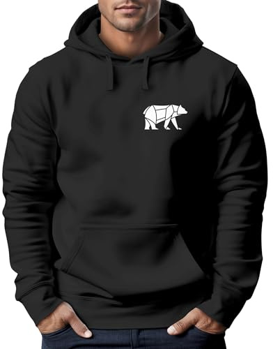 Neverless® Hoodie Herren Print Polygon Bär Natur Outdoor Kapuzenpullover Fashion Streetstyle