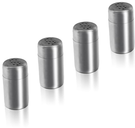 Kotkiddy Lot de 4 mini salières, salières et poivrières en acier inoxydable 5 ml pour les déplacements, le camping