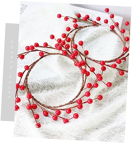 Cabilock 2st Weihnachtskerze Kerzenringe Kränze Kaminbanner Mit Roten Beeren Weihnachtsbaum-beerengirlande Kerzenhalter Kranz Gefälschte Stechpalmenbeeren Rote Beeren Blumen Reisen Obst