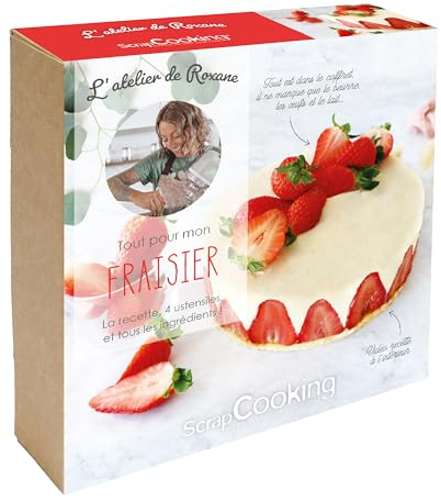 ScrapCooking - Kit Fraisier - L'Atelier de Roxanne - Coffret Pâtisserie Gâteau - Avec Cercle Haut Rond, Poche à Douille, Support & Ingrédients - 99978ADR, Clair