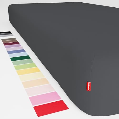 Schuette® Spannbettlaken • 90x200 cm • Wow! Kollektion: Shades of Earl Gray (Dunkelgrau) • 100% Superfluff Baumwolle, Blickdicht, Faltenfrei • mit Rundumgummi • Matratzenhöhe bis 35 cm