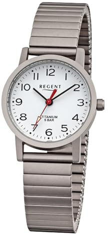 REGENT Damen Armbanduhr Analog Edelstahlarmband grau URF1435 Analoguhr