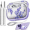 Safety Lock Inesore Flowers Cute Hülle Compatible with AirPod Pro (1st/2nd Gen) - Clear Purple Case for Women Girls, with Cleaning Kit (2023 USB-C/2022/2019)