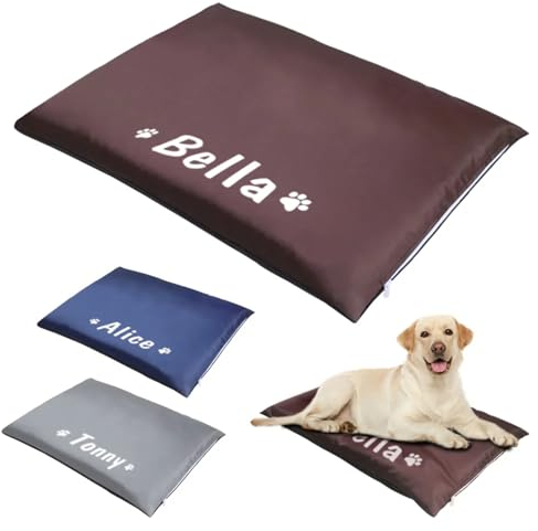 Personalisiertes Hundebett, personalisierbar, mit Namen, Hundematte, wasserdicht, personalisierbar, rutschfest, für kleine, mittelgroße und große Hunde, Katzen (80 x 55 cm)