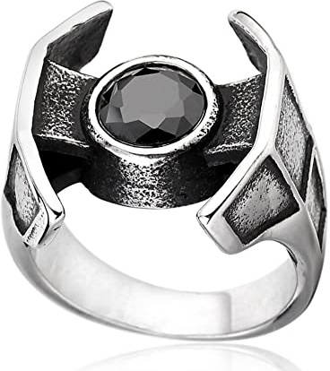 HAODUOO Star Of Wars Ring Raumschiff aus 316L Edelstahl for Jungen und Mädchen, einzigartiger Wikinger-Schmuck for Männer