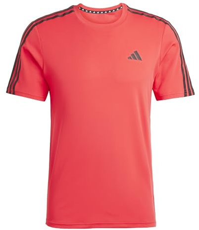 adidas Men's Train Essentials 3-Stripes Training Tee, Pure Ruby/Black, S