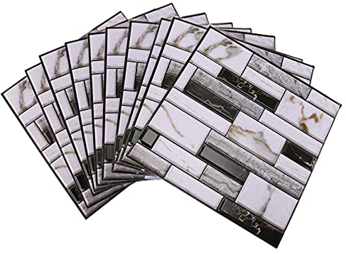 Berichw 10 Stück Serien Wandaufkleber für Haus Küche Ziegel 3D Wand Dekor Fliesen Kunst Spritzschutz Wanddekoration 30 x 30 cm