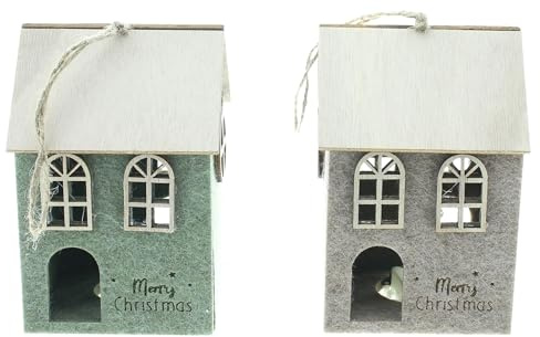 FRANK FLECHTWAREN Weihnachtliche Filzdeko, warmweiß leuchtende LED, batteriebetrieben, An-/Aus-Schalter Höhe 13 cm, ohne Batterien, nur für den Innenbereich geeignet, Stimmungsvoll