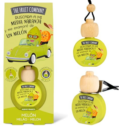 The Fruit Company Ambientador Coche MELÓN Absorbe Olores Para Rejilla o Colgante 0% Alcohol Con Extractos Naturales