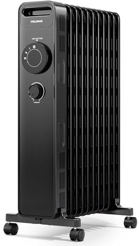 PELONIS Radiador de aceite con termostato regulable, con 3 posiciones de calor, termostato regulable, protección contra sobrecalentamiento y vuelco, 6 aletas, Eficiencia energética, 2,3 kW, 15 m2