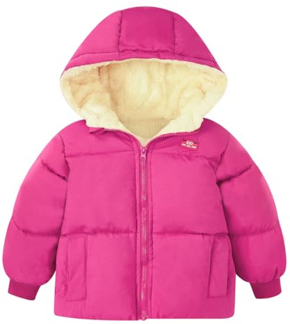 Kids4ever Manteau d'hiver pour bébé garçon et fille avec fermeture éclair à capuche, coupe-vent et chaud en polaire avec deux poches de 6 mois à 5 ans