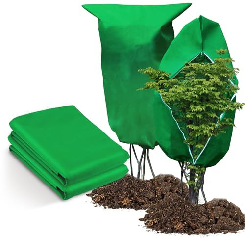 Jordbrux 70g/m² Winterschutz-Haube für Pflanzen, 2 Stück 80cm x 120cm Pflanzenabdeckung Frostschutzhaube für Pflanzenmit, Frostschutz, Atmungsaktiv, mit Zugband und Reißverschluss