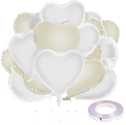 Herzluftballons 25 Stück Hochzeitsdeko Helium Luftballon Creme Weiß Herzen Ballons Valentinstag Standesamt Verlobung Heiratsantrag Deko Folienballon Hochzeit Geburtstagsdeko 18 Zoll