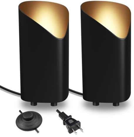 DZQWLL 2er-Pack Up Lights Bodenleuchte für den Innenbereich, 9 W Bodenbeleuchtung, mit 3000 K GU10-Glühbirnen, Bodenstrahler, Innenstrahler für die Inneneinrichtung, 5,9 Fuß langes Steckerkabel und Fu