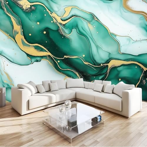 Emerald Green Wallpaper Marble Gold Texture Wall Mural Non-Woven Art Design Print Fleece 3D Photo Modern Wallpaper Decoration Poster Picture W350 x H256 cm