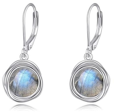 POPLYKE Labradorit Ohrringe Dangle für Frauen 925 Sterling Silber Leverback Ohrringe für Frauen Labradorit Schmuck Geburtstag