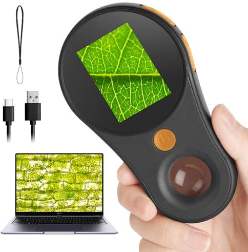 Adiwo Microscope Numérique, Microscope Portable, 500x Loupe de Lecture Lumineuse avec écran IPS 2.0'' et 8 LED Ajustables, Rechargeables, pour explorer et apprendre, Enfants et Adultes.