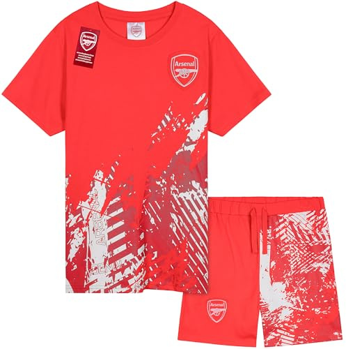 Get Trend Arsenal F.C. Pyjamas Boys Teens Short Football PJs Set Breathable Nightwear Loungewear Jammies Sleepwear Boys Gifts (9-10 Years, Red Arsenal)