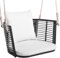 COSTWAY Hängesessel Rattan, bis 180kg belastbar, Hängesitz mit Kissens & Metallrahmen & Hängeseilen, Hängestuhl Schaukelstuhl Schaukel, Schaukelsessel für Veranda Garten Hinterhof (Weiß)