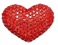 Broche en forme de cœur rouge en cristal - Oxyde de zirconium - Bijou pour mariage et fête - Accessoire élégant pour robe et bouquet, Small, Métal